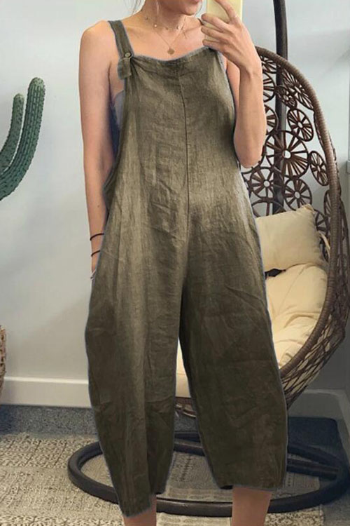 Nonnadress Cotton Seven Points Loose Casual Strappy Jumpsuit