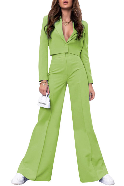 Nonnadress Long Sleeve Suit Fashion High Waisted Wide Leg Pants Set