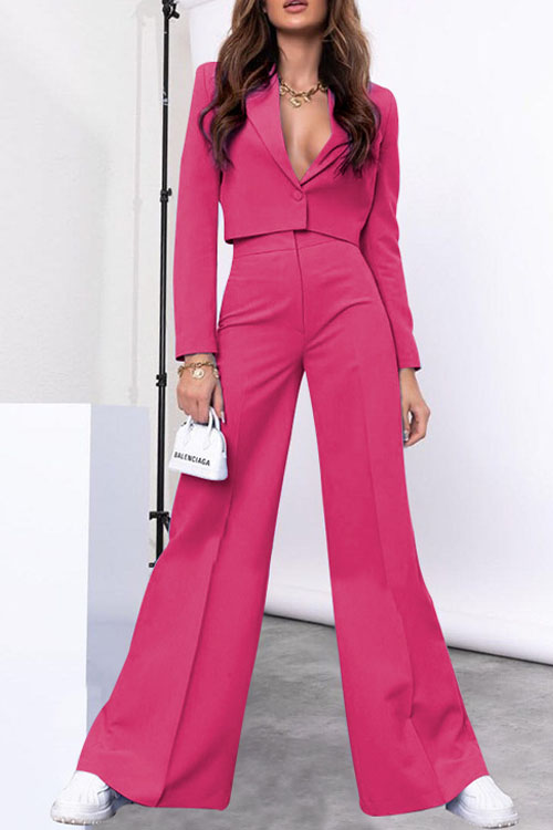Nonnadress Long Sleeve Suit Fashion High Waisted Wide Leg Pants Set