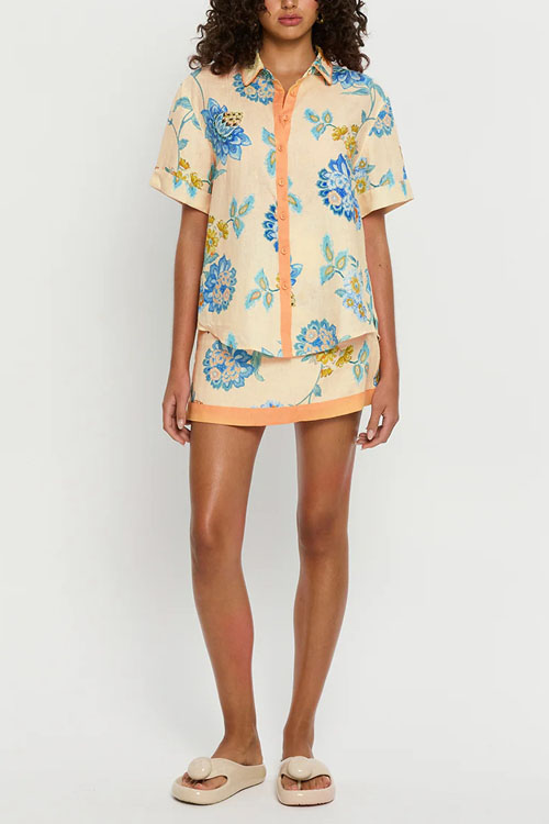 Nonnadresss Blue Floral Printed Skirt Set