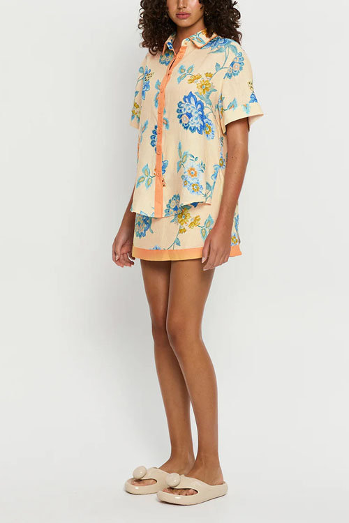 Nonnadresss Blue Floral Printed Skirt Set