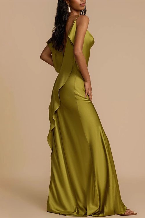 Nonnadresss Holiday Satin Halter Split Dress