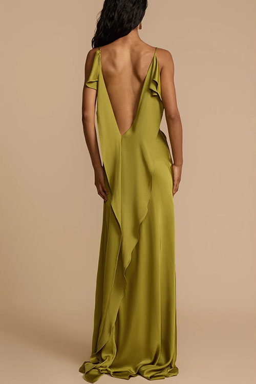 Nonnadresss Holiday Satin Halter Split Dress