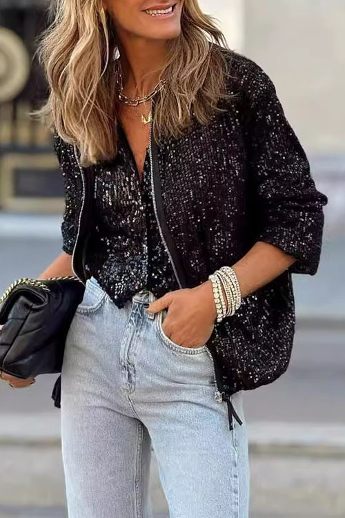 Nonnadress Casual Fashionable Classic Sequin Jacket