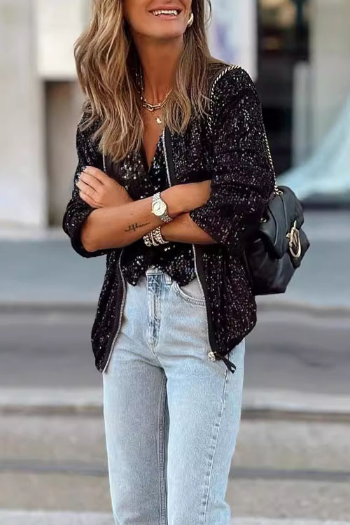 Nonnadress Casual Fashionable Classic Sequin Jacket