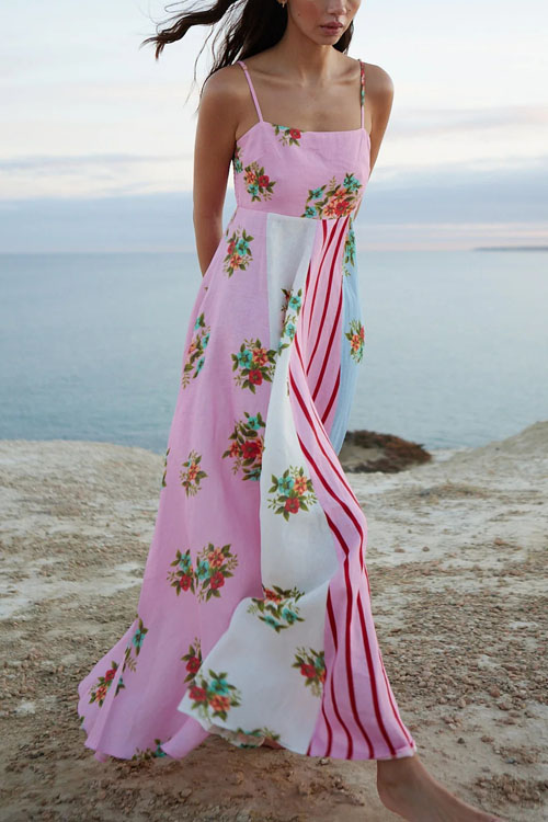 Nonnadress Halter Graffiti Printed Hem Dress