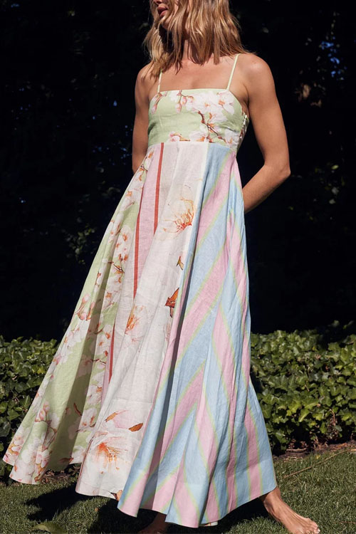 Nonnadress Halter Graffiti Printed Hem Dress