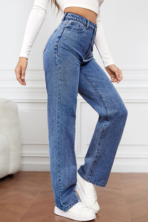 Nonnadress Stretch Washed Denim Fashion Straight-leg Jeans