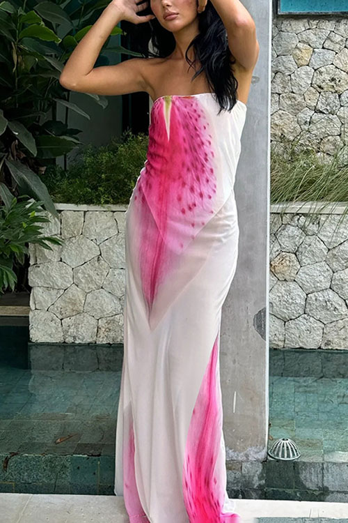 Nonnadress Fluttering Mesh Peach Blossom Sheath Dress