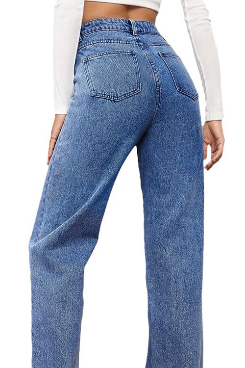 Nonnadress Stretch Washed Denim Fashion Straight-leg Jeans