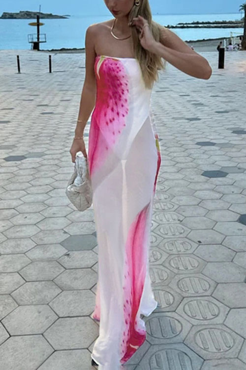 Nonnadress Fluttering Mesh Peach Blossom Sheath Dress