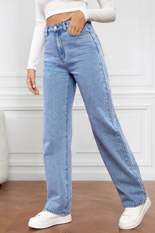 Nonnadress Stretch Washed Denim Fashion Straight-leg Jeans