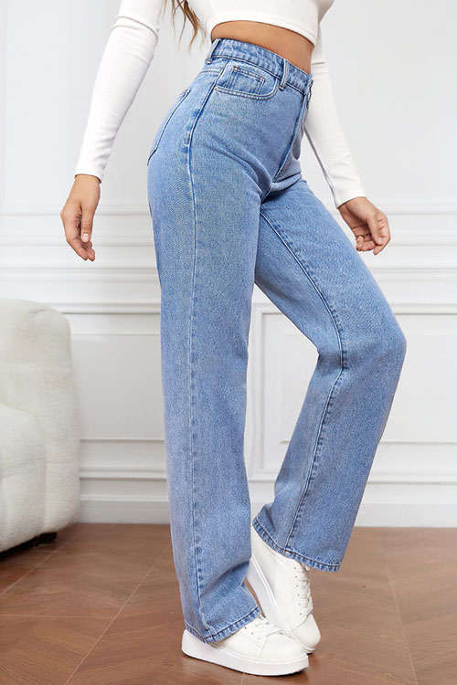Nonnadress Stretch Washed Denim Fashion Straight-leg Jeans