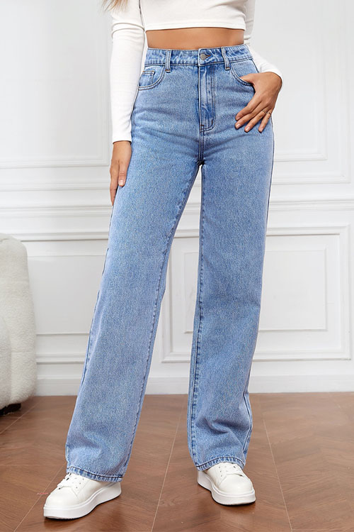 Nonnadress Stretch Washed Denim Fashion Straight-leg Jeans