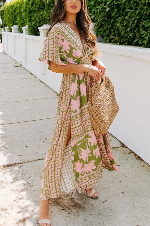 Nonnadress High-waisted Fashion Printed Slit Dress