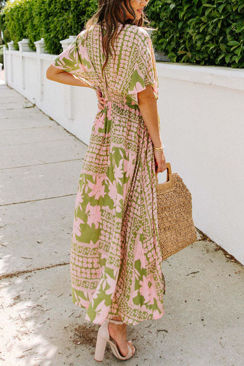 Nonnadress High-waisted Fashion Printed Slit Dress