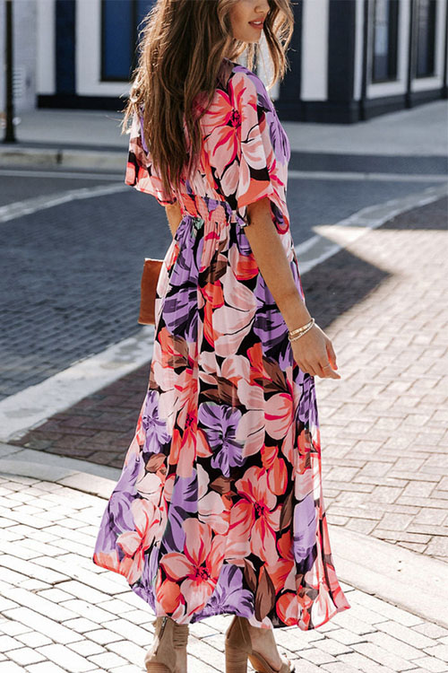 Nonnadress High-waisted Fashion Printed Slit Dress