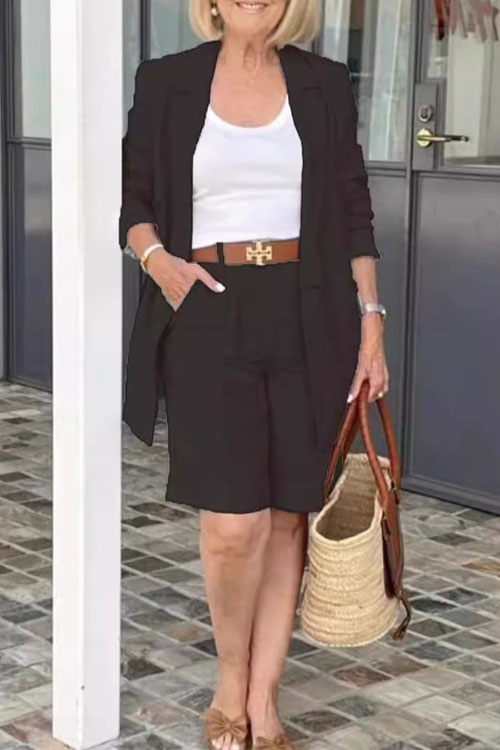 Nonnadress Stylish Casual Lapel Cardigan Suit