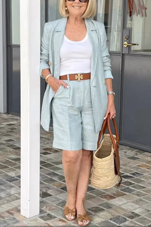 Nonnadress Stylish Casual Lapel Cardigan Suit