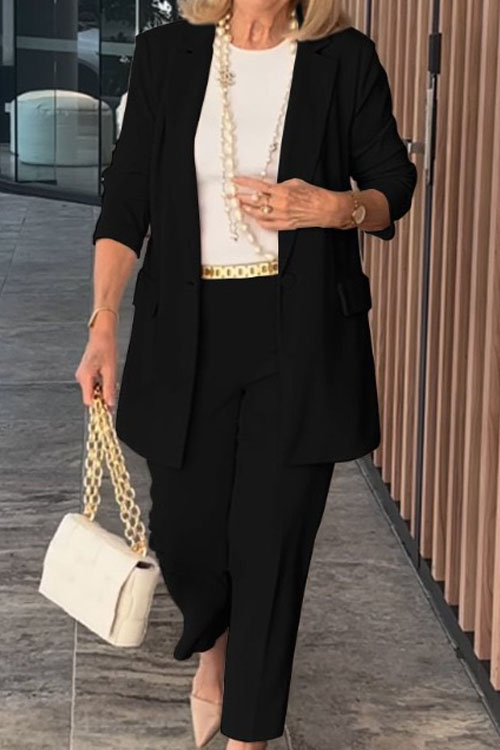 Fashion Cardigan Blazer Trousers Two-piece Set