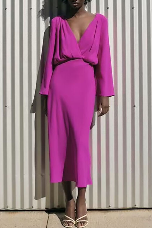 Nonnadress Vintage Cinched Waist V-neck Maxi Dress