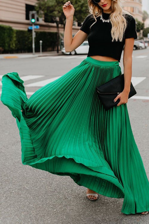 Nonnadress BrRWht Colors Pleated HRWh Waist Skirt