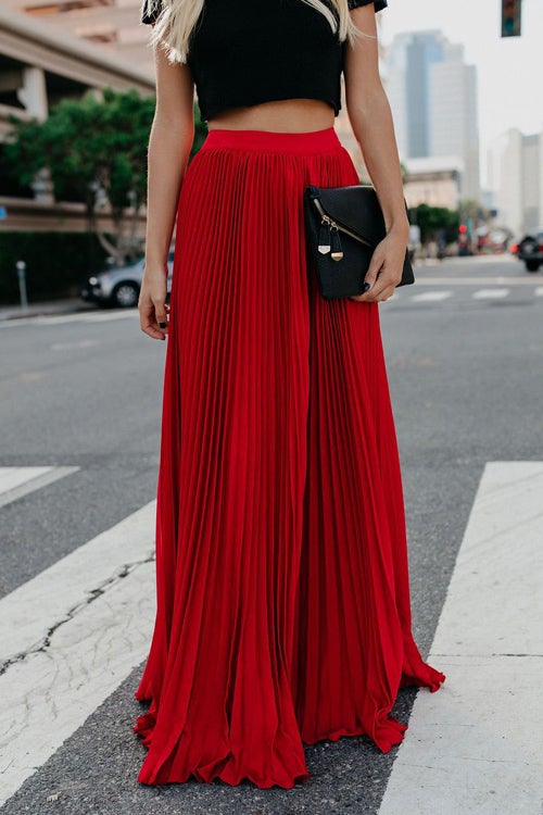 Nonnadress BrRWht Colors Pleated HRWh Waist Skirt