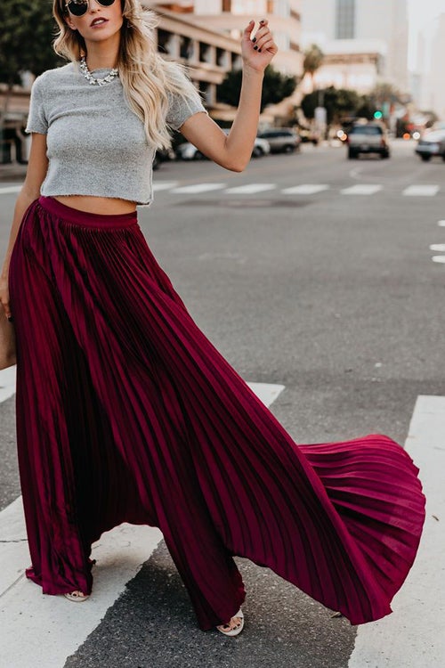 Nonnadress BrRWht Colors Pleated HRWh Waist Skirt