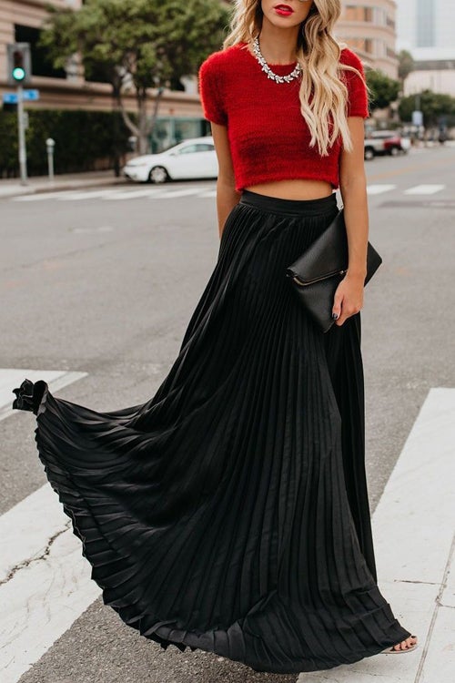 Nonnadress BrRWht Colors Pleated HRWh Waist Skirt