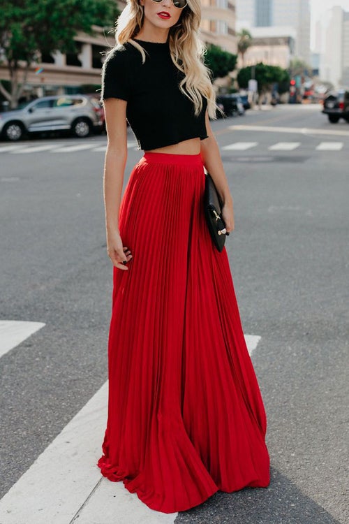 Nonnadress BrRWht Colors Pleated HRWh Waist Skirt