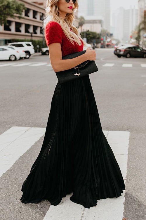 Nonnadress BrRWht Colors Pleated HRWh Waist Skirt