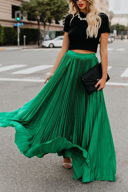 Nonnadress BrRWht Colors Pleated HRWh Waist Skirt