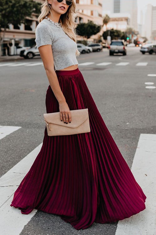 Nonnadress BrRWht Colors Pleated HRWh Waist Skirt