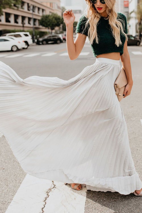 Nonnadress BrRWht Colors Pleated HRWh Waist Skirt