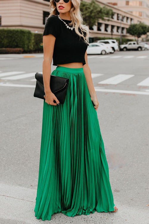 Nonnadress BrRWht Colors Pleated HRWh Waist Skirt
