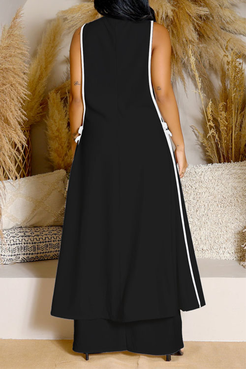 Nonnadress Camellia Bow Long Vest Wide Leg Pants Set