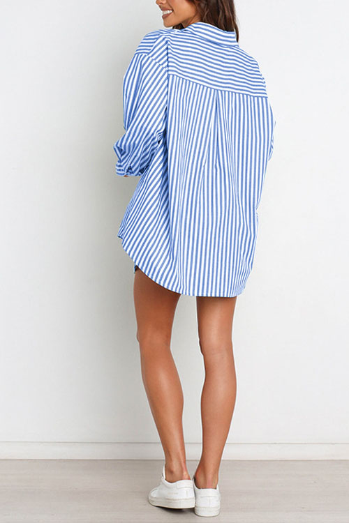 Nonnadress Stylish Striped Women's Shirt Shorts Two-piece Set