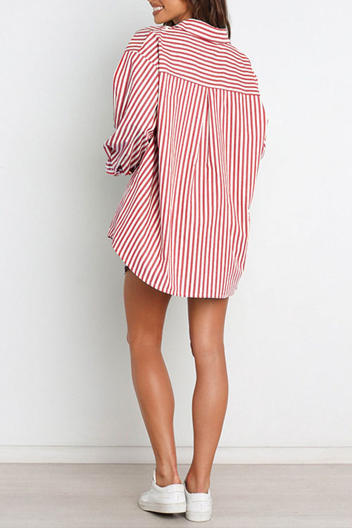 Nonnadress Stylish Striped Women's Shirt Shorts Two-piece Set