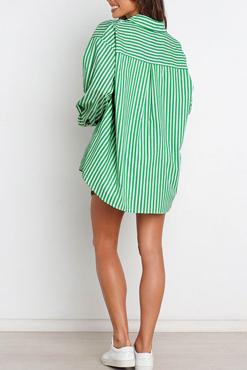Nonnadress Stylish Striped Women's Shirt Shorts Two-piece Set