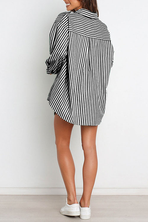 Nonnadress Stylish Striped Women's Shirt Shorts Two-piece Set
