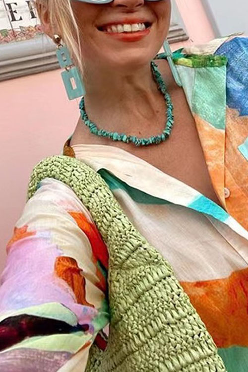 Nonnadress Casual Printed Shirt Neck Loose Two-piece Set