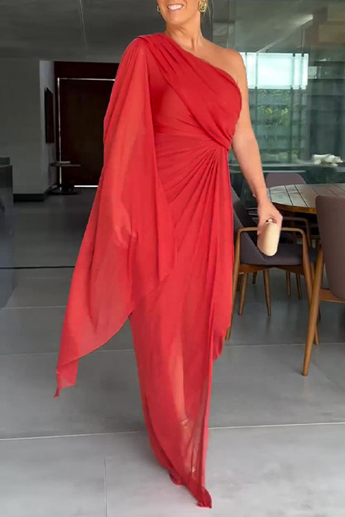 Nonnadress Solid Colour Fashion Plunging Sleeve Split Dress