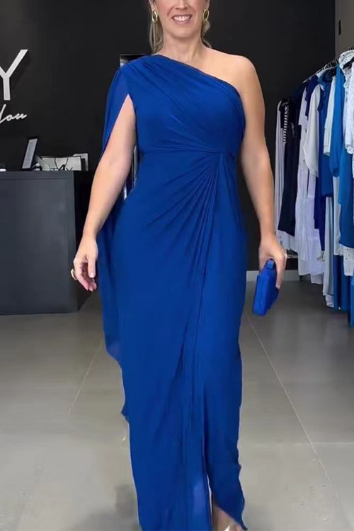 Nonnadress Solid Colour Fashion Plunging Sleeve Split Dress