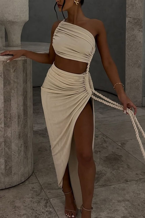 Nonnadress Irregular Sexy Backless Hemp Rope Split Dress