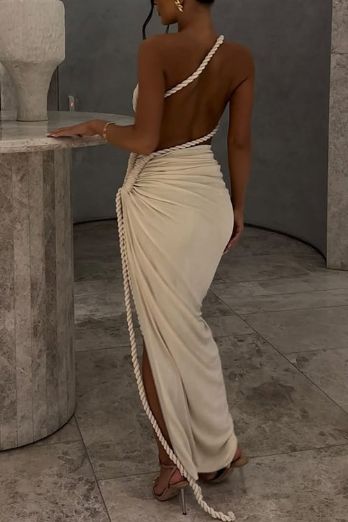 Nonnadress Irregular Sexy Backless Hemp Rope Split Dress