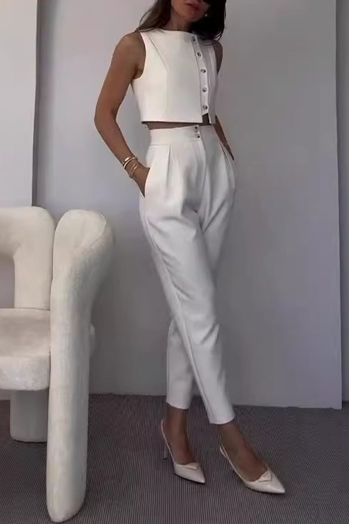 Nonnadress Spring and Summer Small Vest High-waisted Nine-minute Trousers Two-piece Set