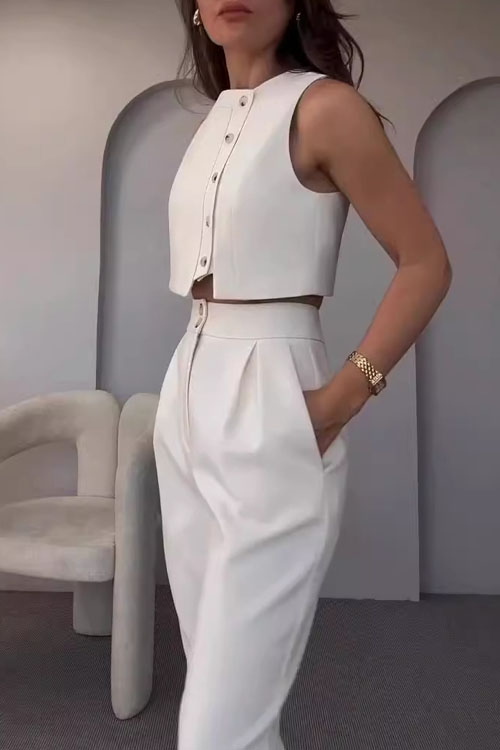 Nonnadress Spring and Summer Small Vest High-waisted Nine-minute Trousers Two-piece Set