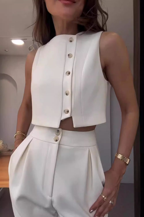 Nonnadress Spring and Summer Small Vest High-waisted Nine-minute Trousers Two-piece Set