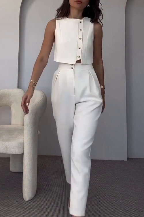 Nonnadress Spring and Summer Small Vest High-waisted Nine-minute Trousers Two-piece Set