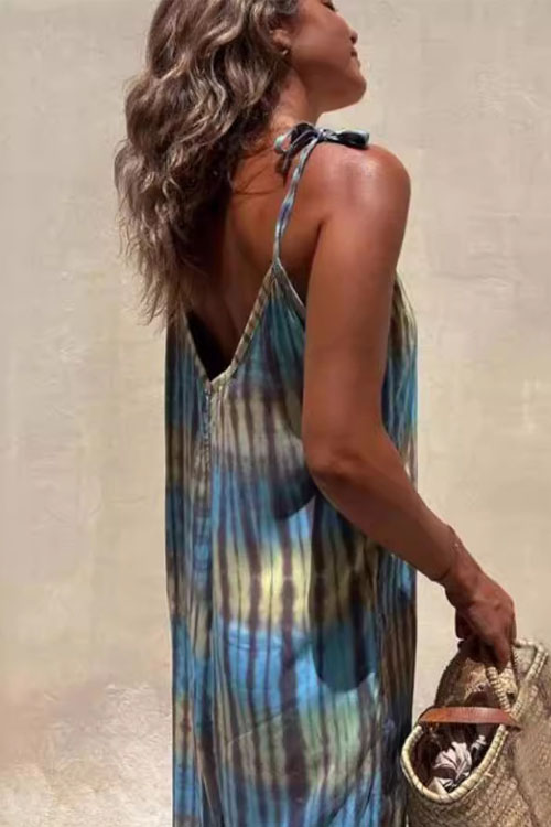 Nonnadress V-neck Floral Print Loose-fitting Tie-waist Jumpsuit